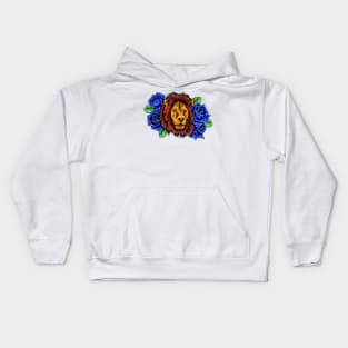 lion and roses Kids Hoodie
